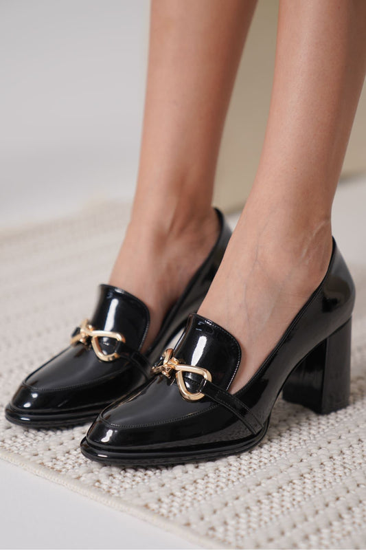Melly Premium Black Patent Leather Women's High Heel Shoes