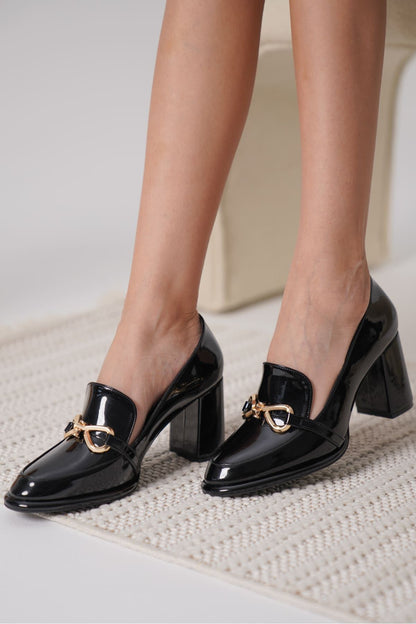 Melly Premium Black Patent Leather Women's High Heel Shoes