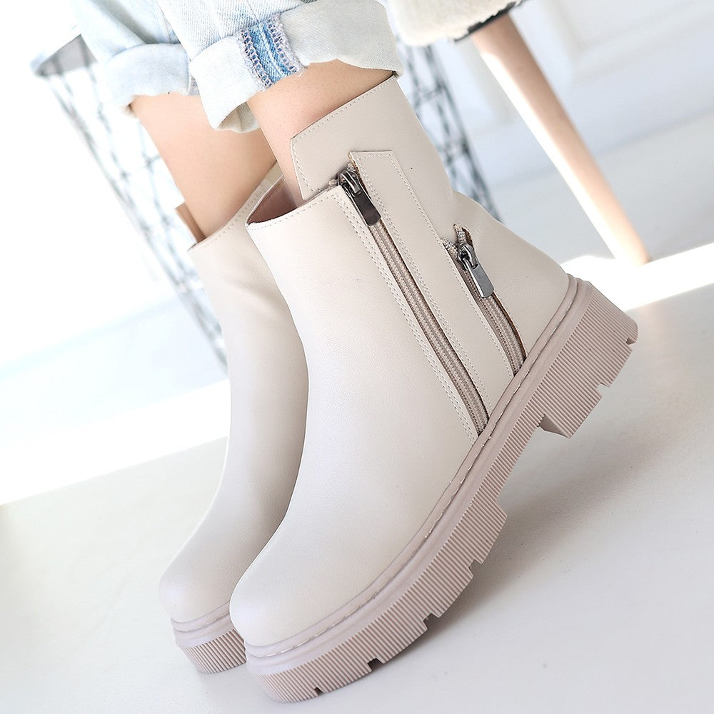 Menta Premium Beige Zipper Accessory Boots