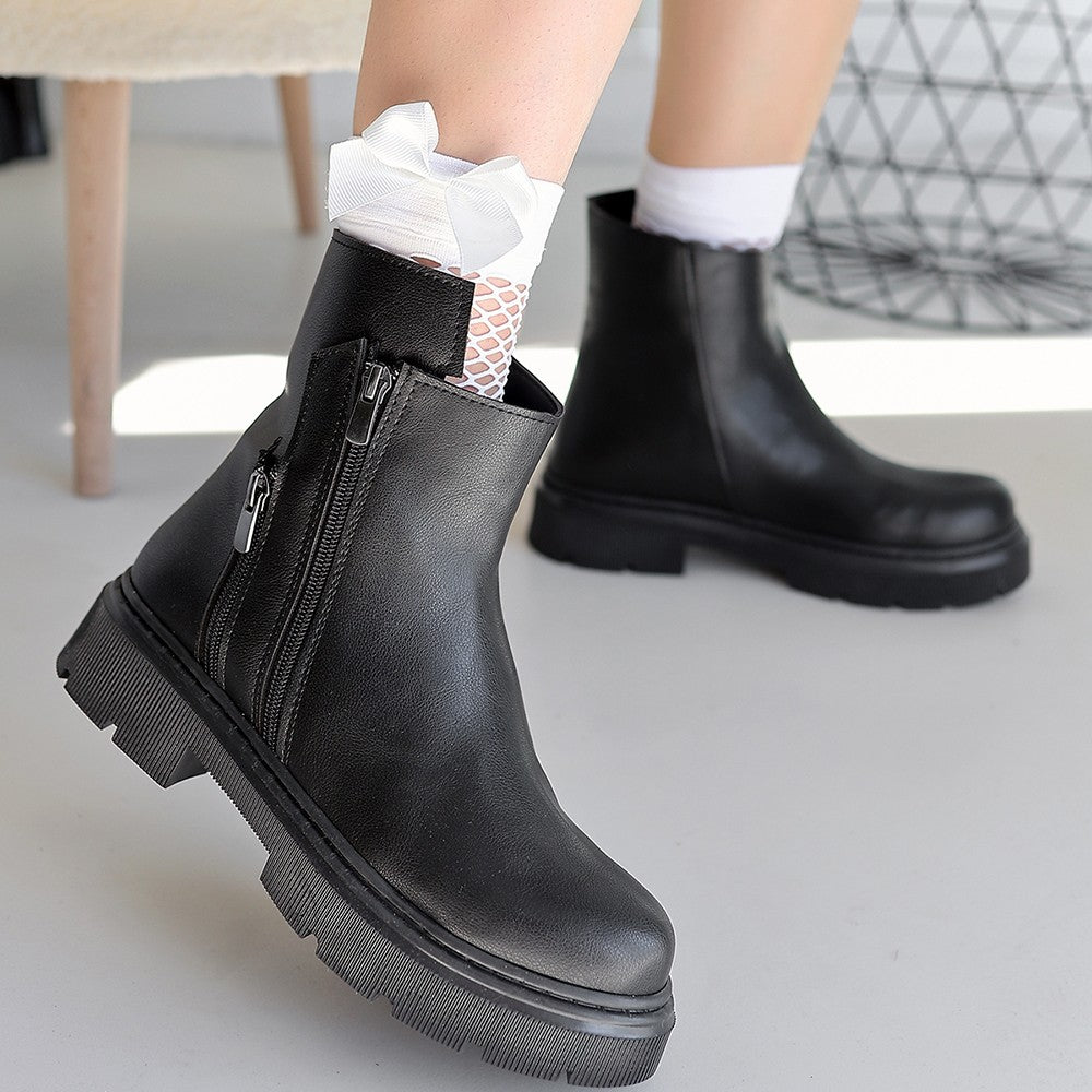 Menta Premium Black Zipper Accessory Boots