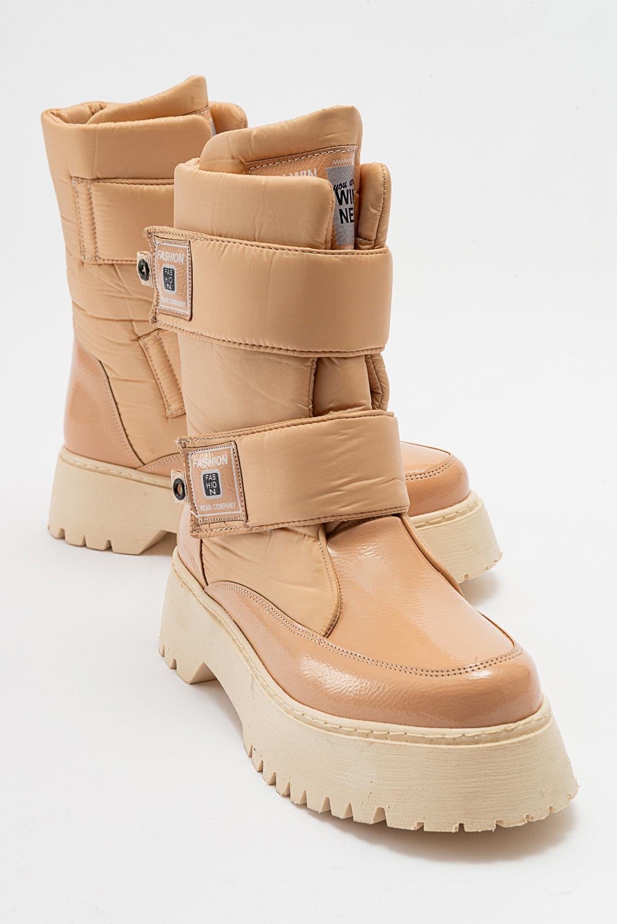 MİAX Paraşüt Kumaş Su Geçirmez Bej Rugan Kar Botu