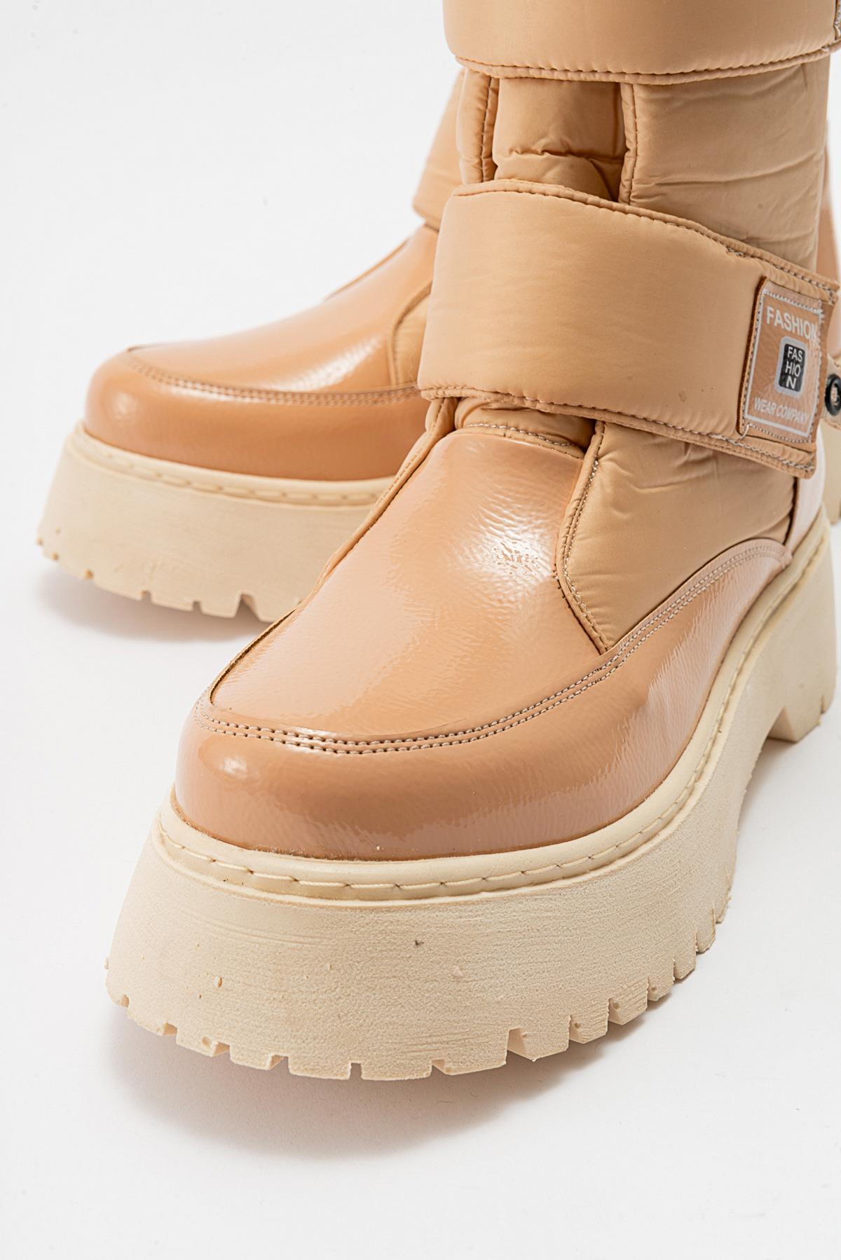 MİAX Paraşüt Kumaş Su Geçirmez Bej Rugan Kar Botu