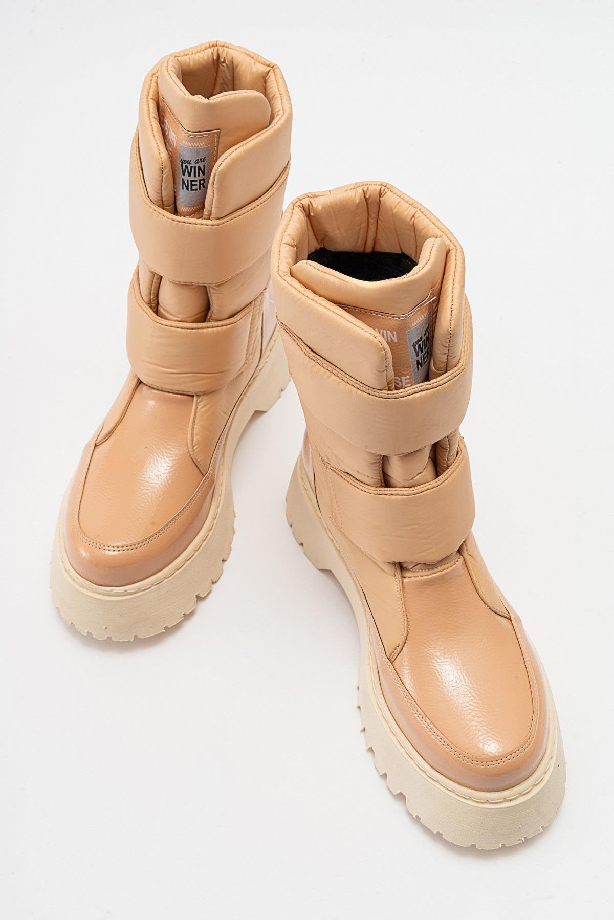 MİAX Paraşüt Kumaş Su Geçirmez Bej Rugan Kar Botu