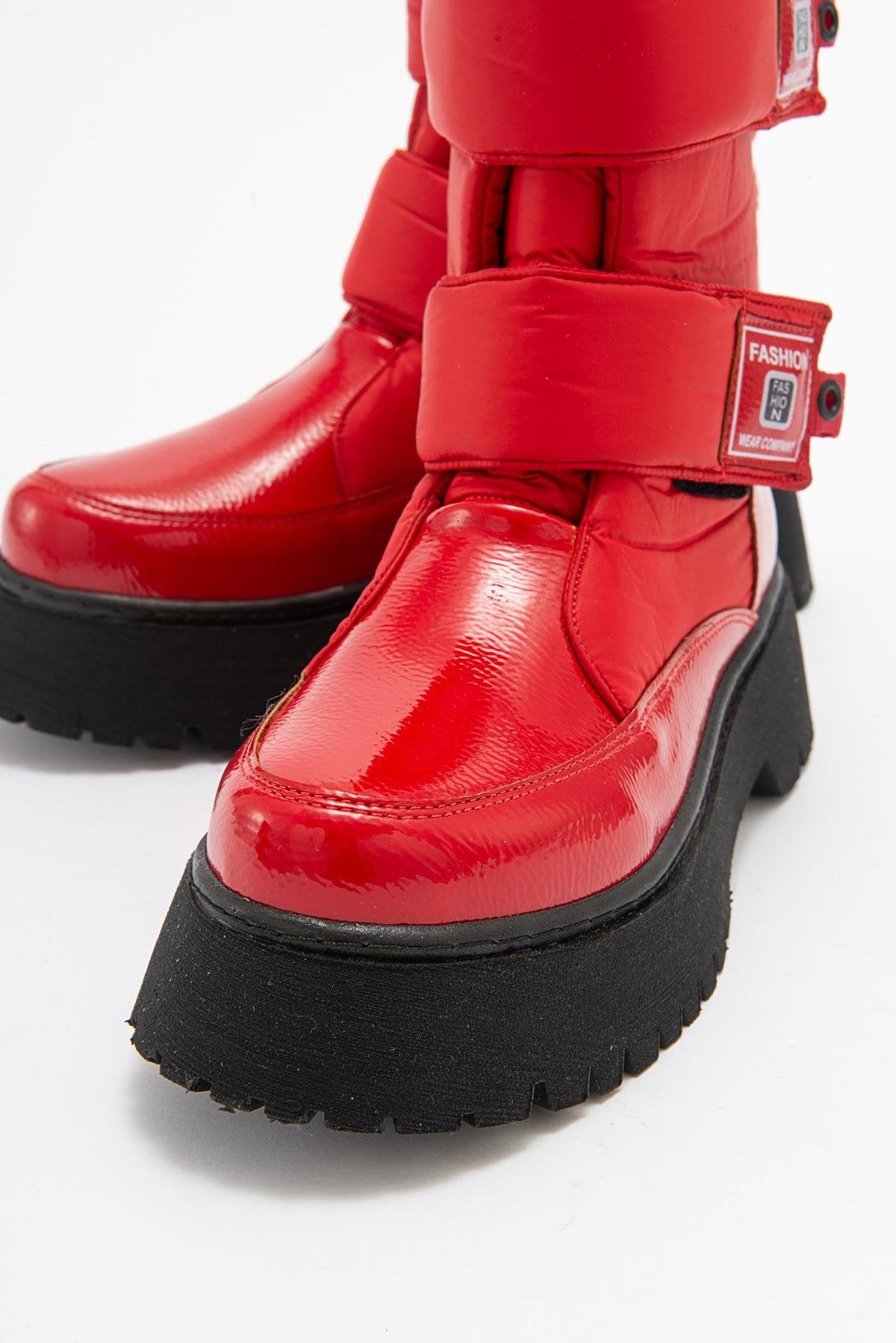 MİAX Paraşüt Kumaş Su Geçirmez Kırmızı Kar Botu