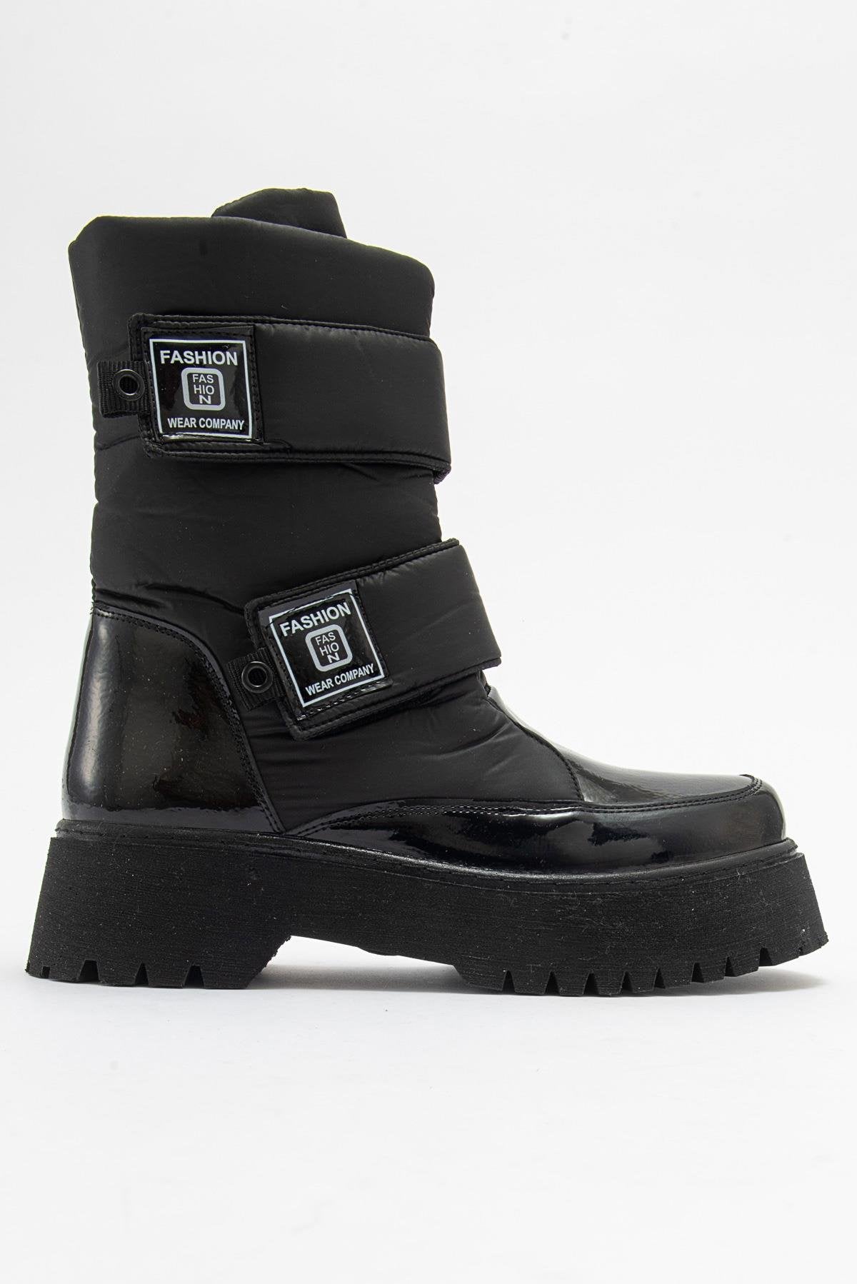 MİAX Paraşüt Kumaş Su Geçirmez Siyah Rugan Kar Botu