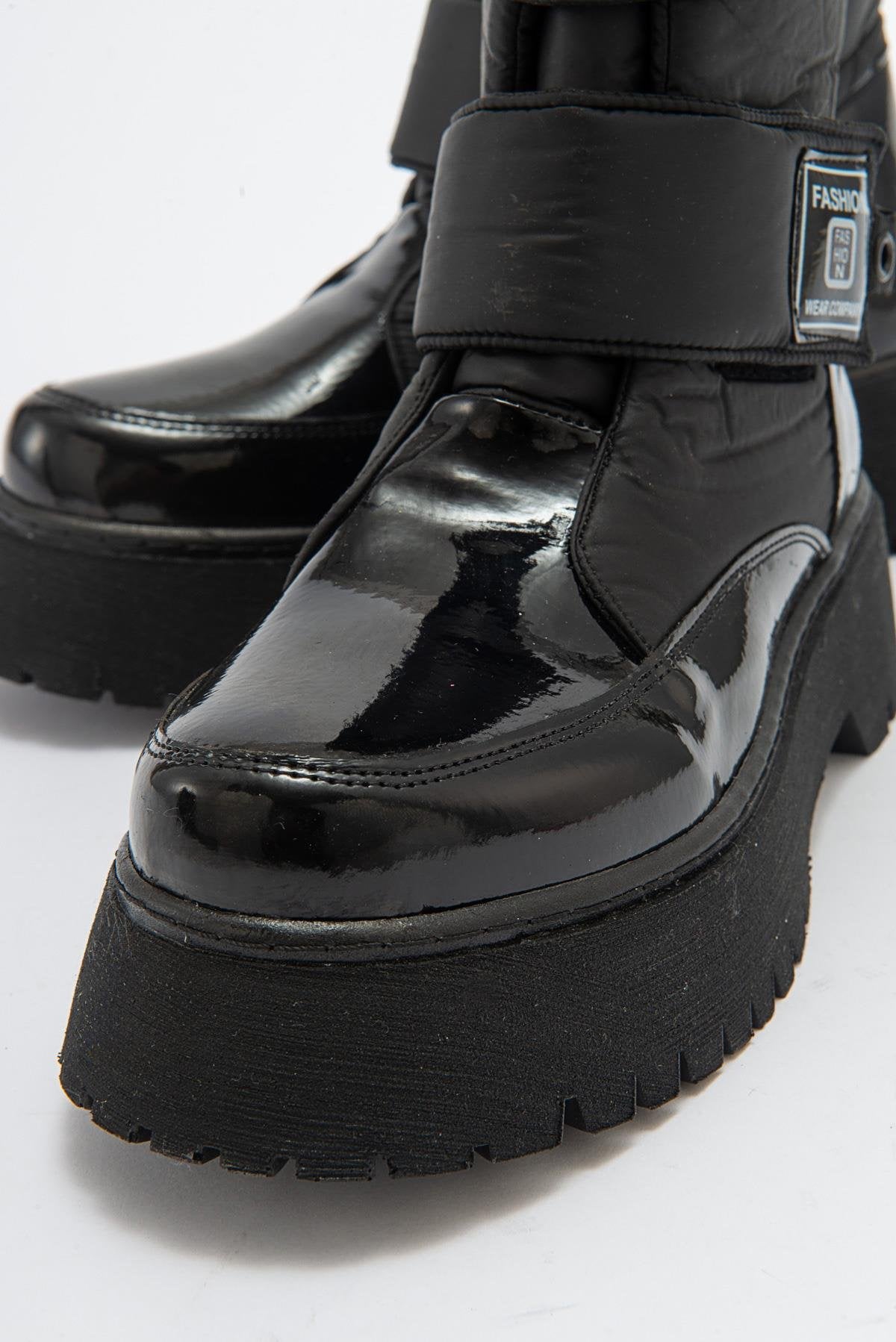 MİAX Paraşüt Kumaş Su Geçirmez Siyah Rugan Kar Botu