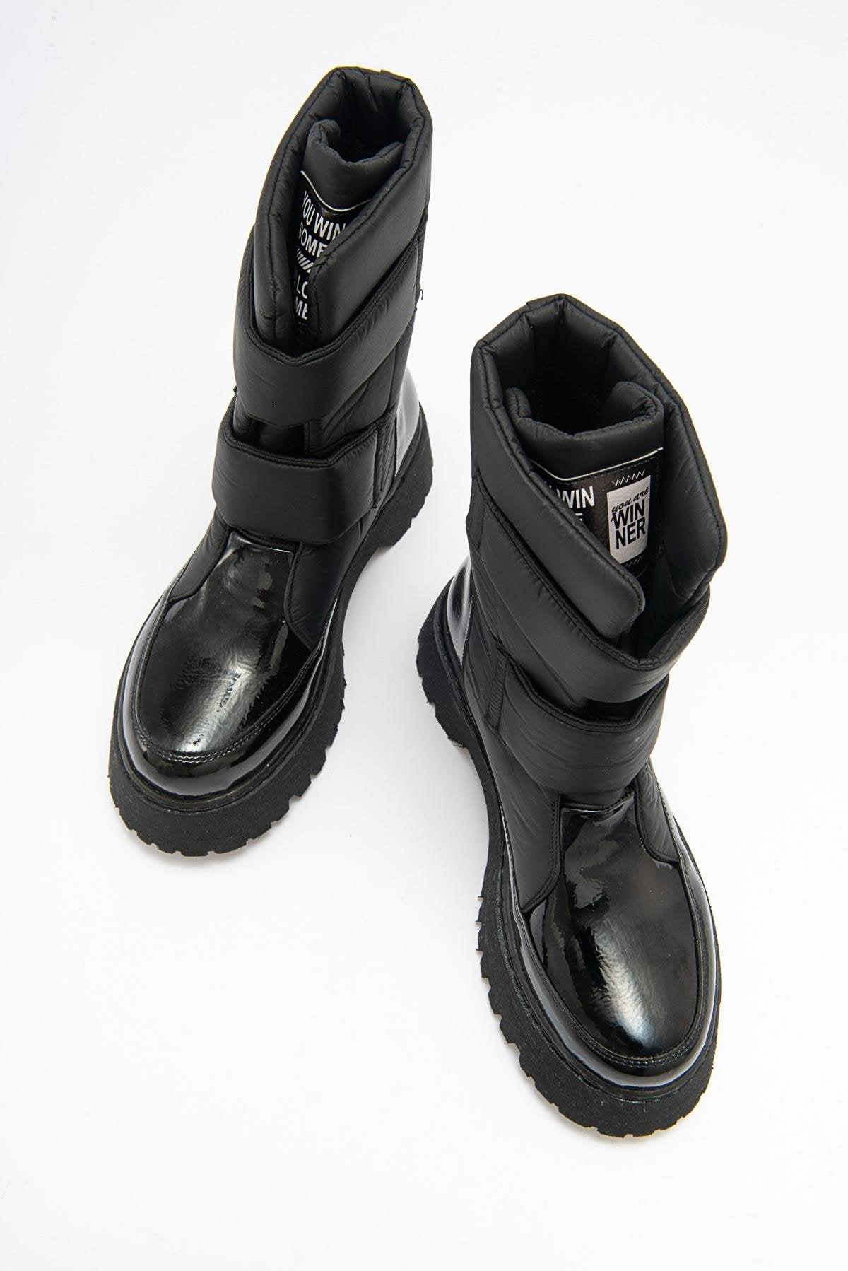 MİAX Paraşüt Kumaş Su Geçirmez Siyah Rugan Kar Botu