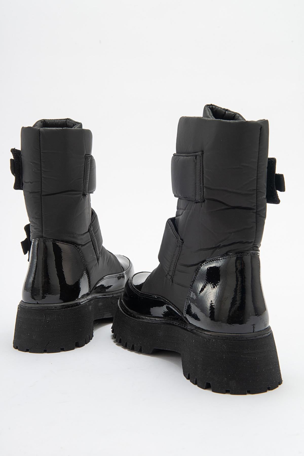 MİAX Paraşüt Kumaş Su Geçirmez Siyah Rugan Kar Botu