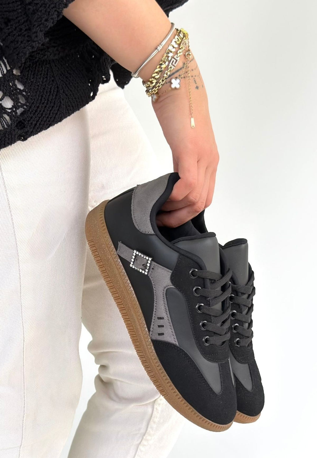 ZRNE-010 Premium Siyah Bağcıklı Kadın Sneaker