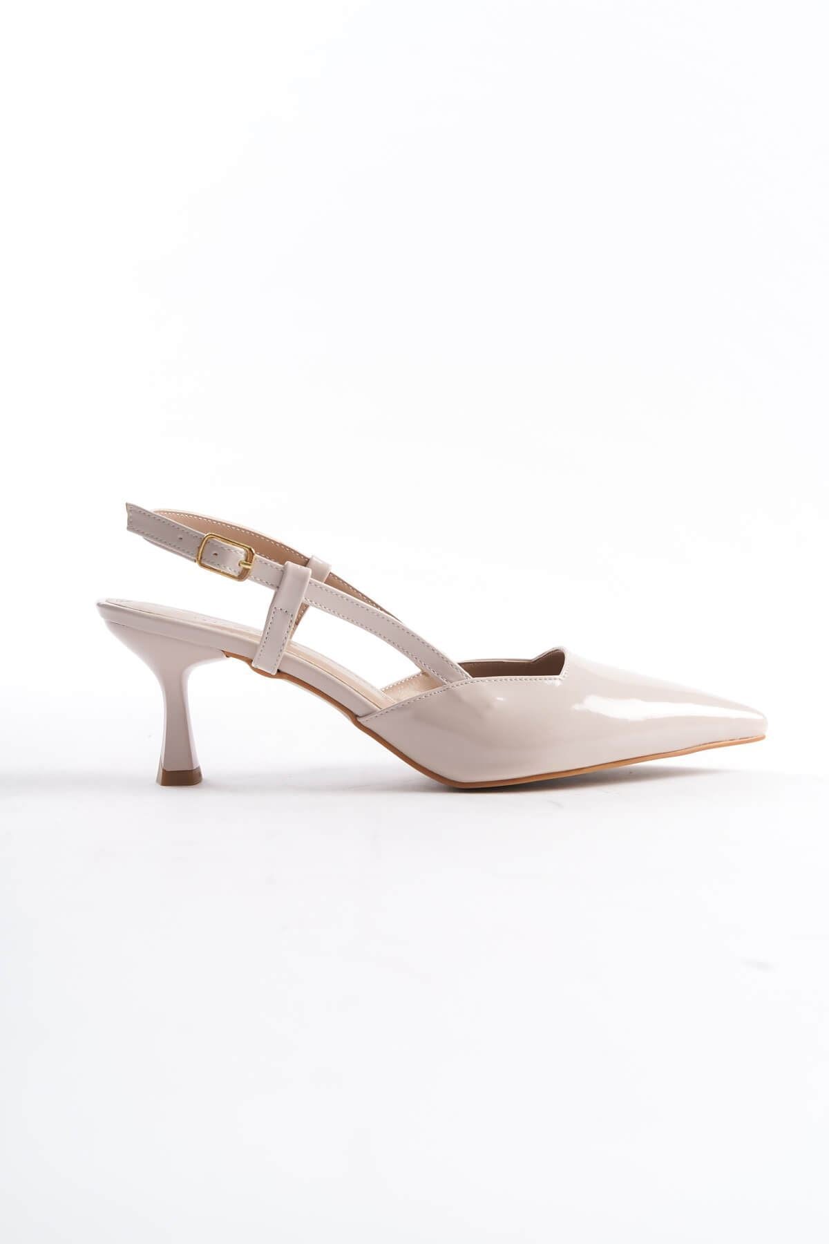 Mira Premium Women's Beige Patent Leather High Heel Shoes