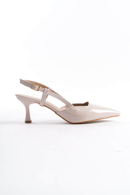 Mira Premium Women's Beige Patent Leather High Heel Shoes