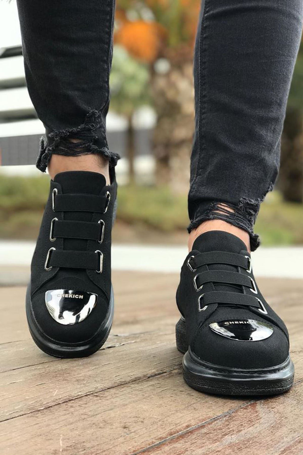 Latakia Premium Lastikli Erkek Günlük Sneaker Siyah Süet