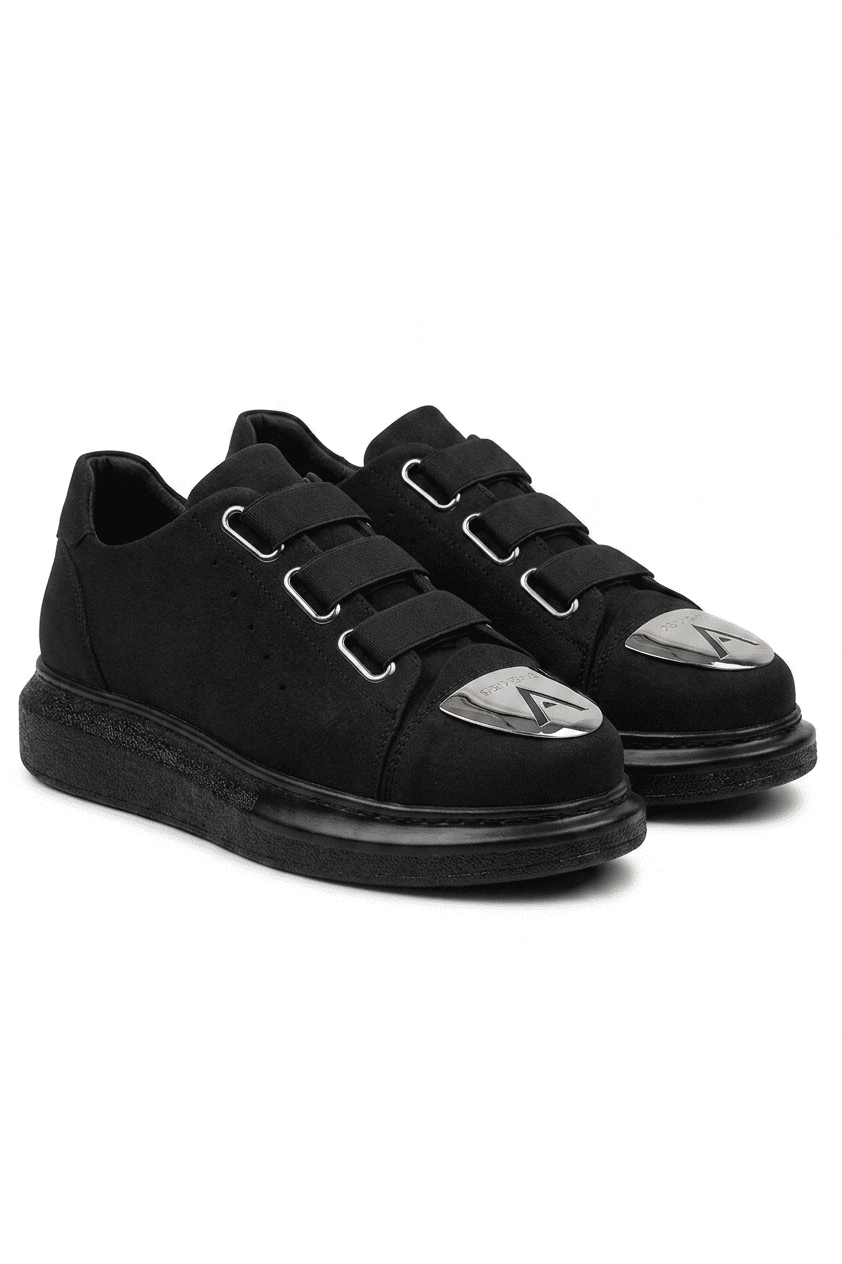 Latakia Premium Lastikli Erkek Günlük Sneaker Siyah Süet