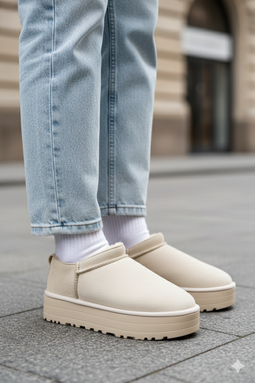 Mitay Premium Bej Süet Kadın Bot