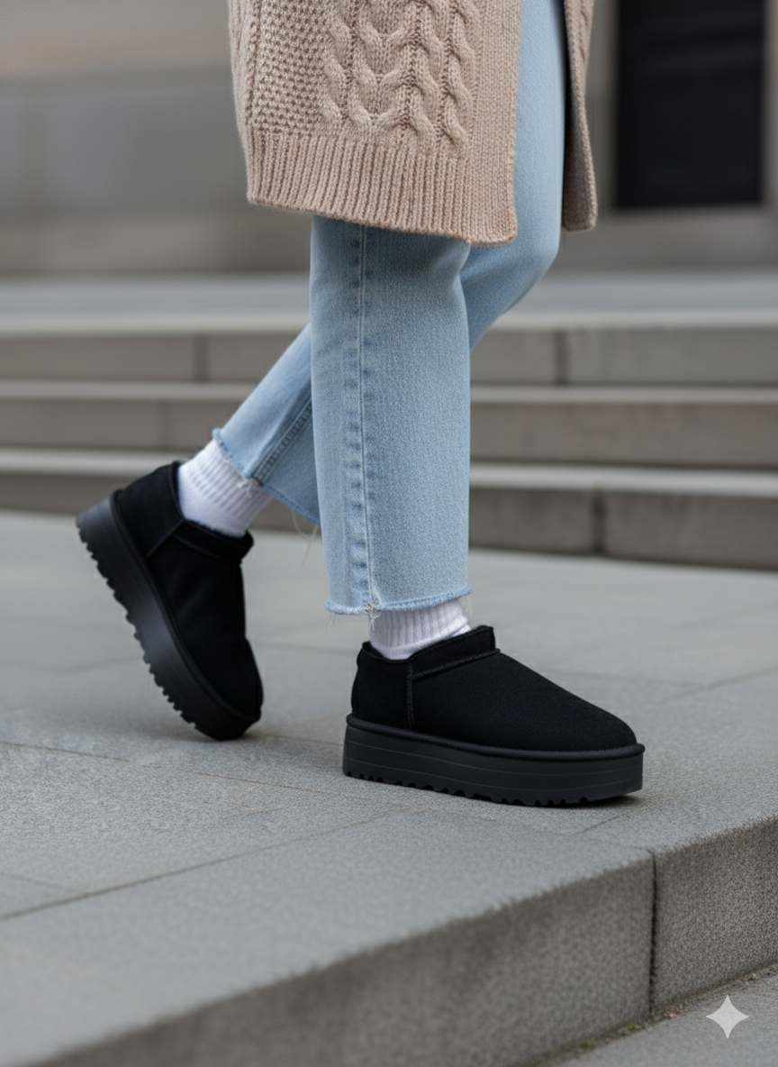 Mitay Premium Siyah Süet Kadın Bot