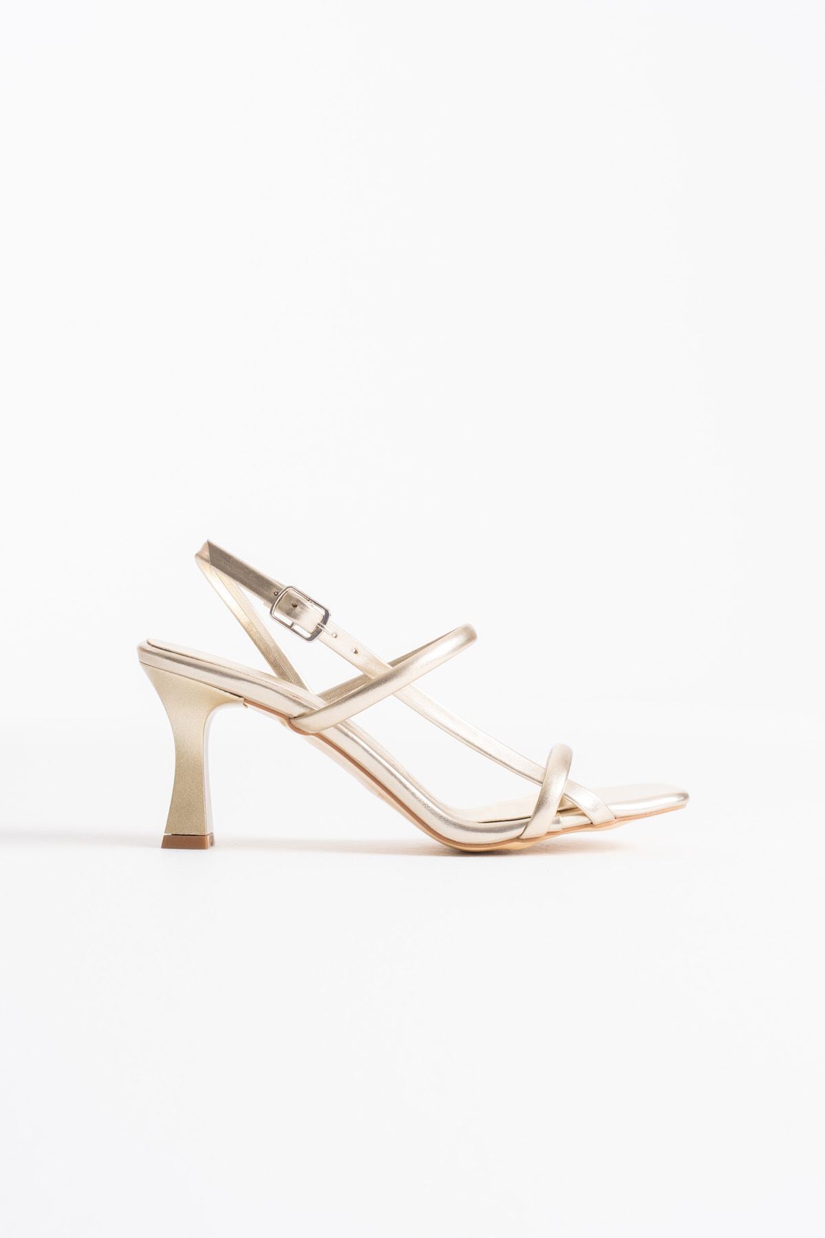 Moye Lux Kadın Altın Abiye Topuklu Sandalet