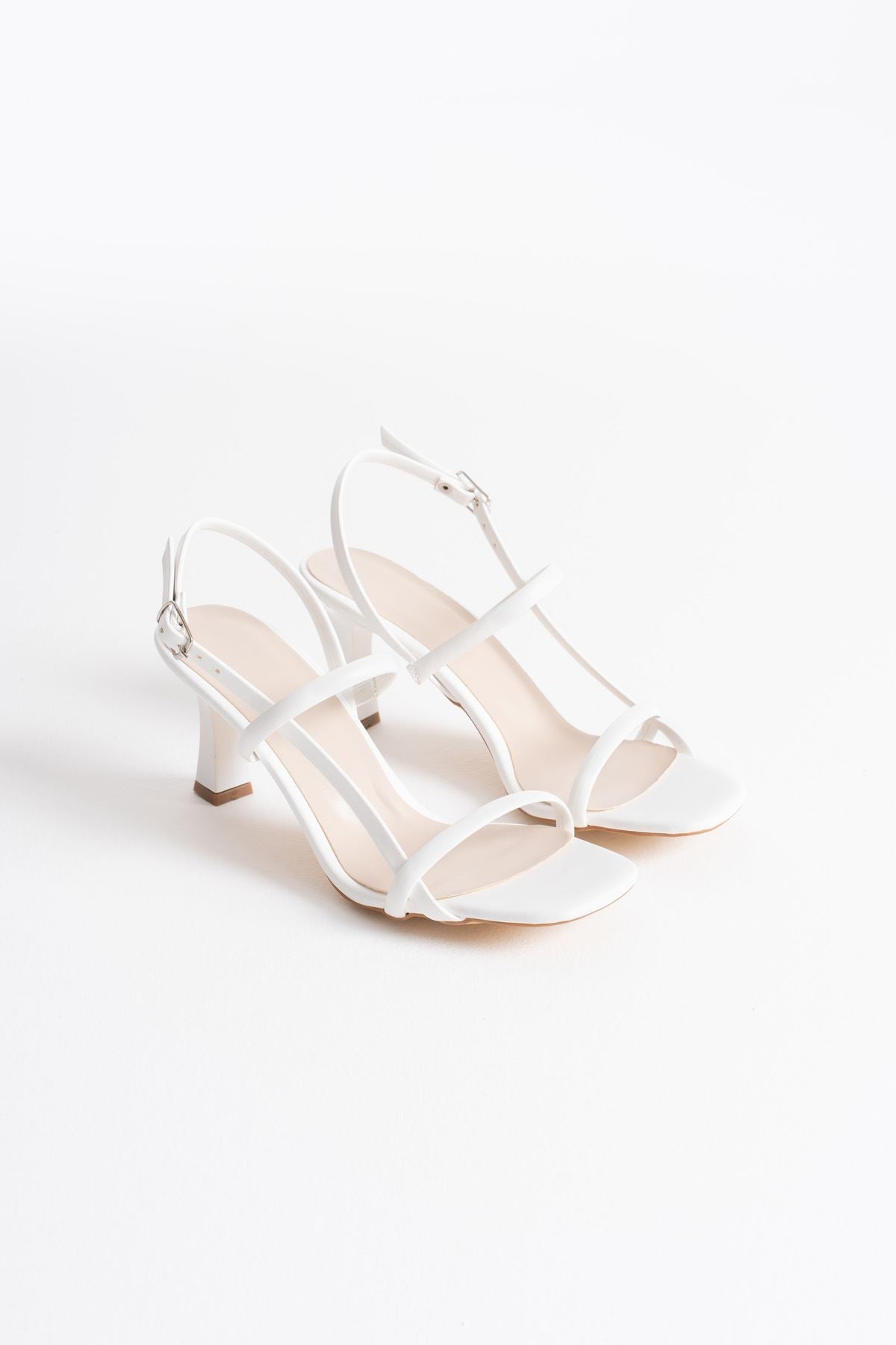 Monya Premium Women's White Heeled Sandals