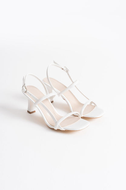 Monya Premium Women's White Heeled Sandals