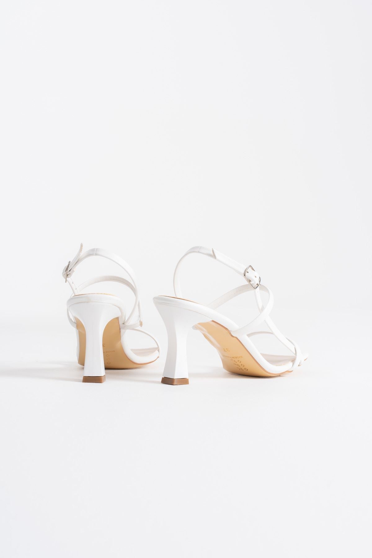Monya Premium Women's White Heeled Sandals