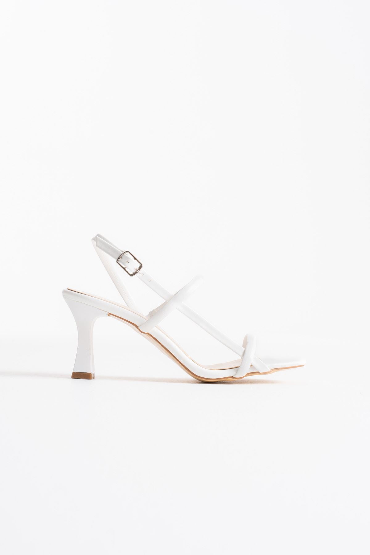 Moye Lux Kadın Beyaz Abiye Topuklu Sandalet