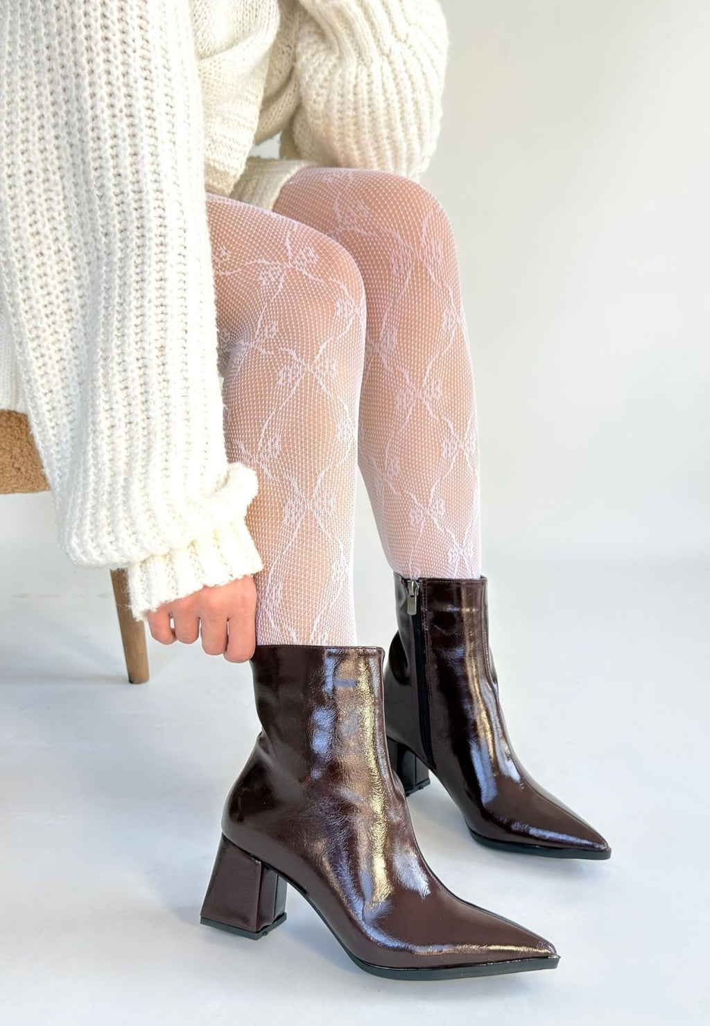 Mosy Premium Bordo Rugan Fermuarlı Topuklu Bot