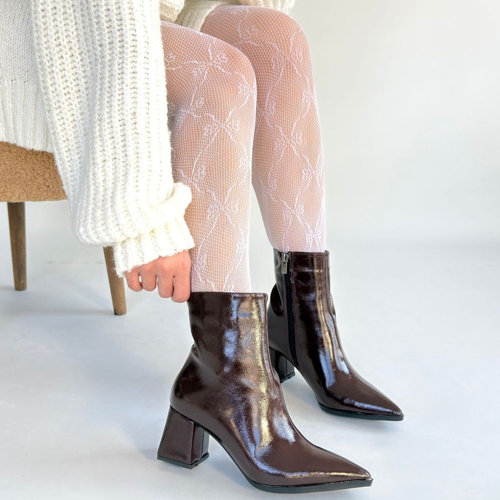 Mosy Premium Bordo Rugan Fermuarlı Topuklu Bot