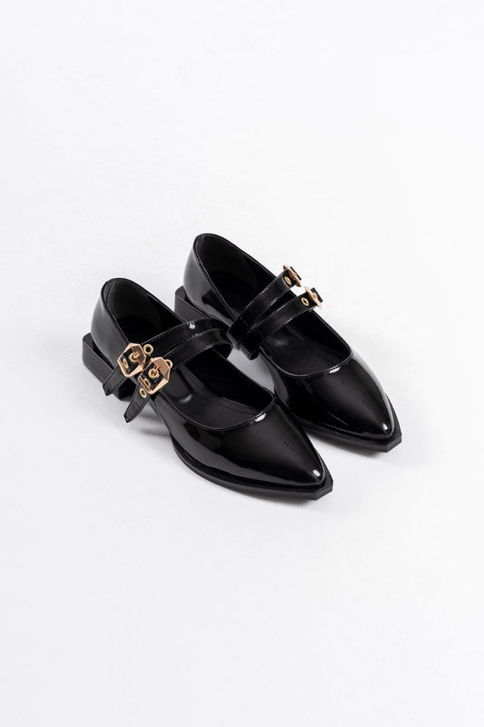 Murder Premium Black Patent Leather Belt Detailed Women's High Heel Shoes