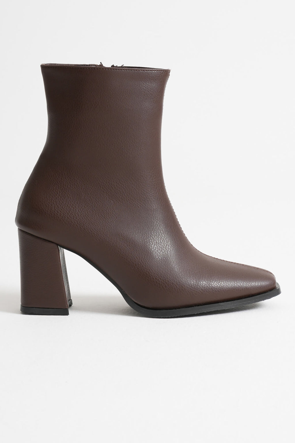 Mue Premium Kadın Acı Kahve Kalın Topuklu Fermuarlı Bot