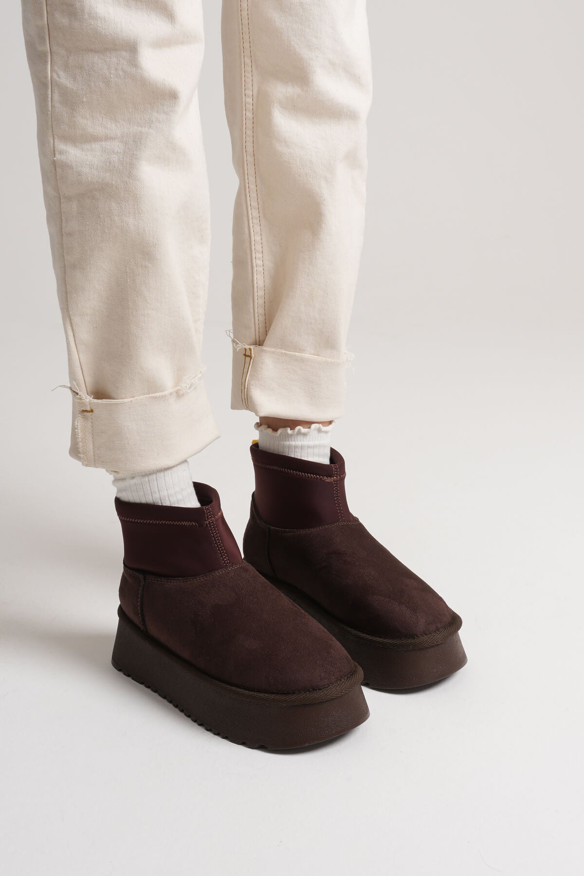 Nadia Premium Women's Bitter Coffee Winter Fur Lined Thick Sole Boots