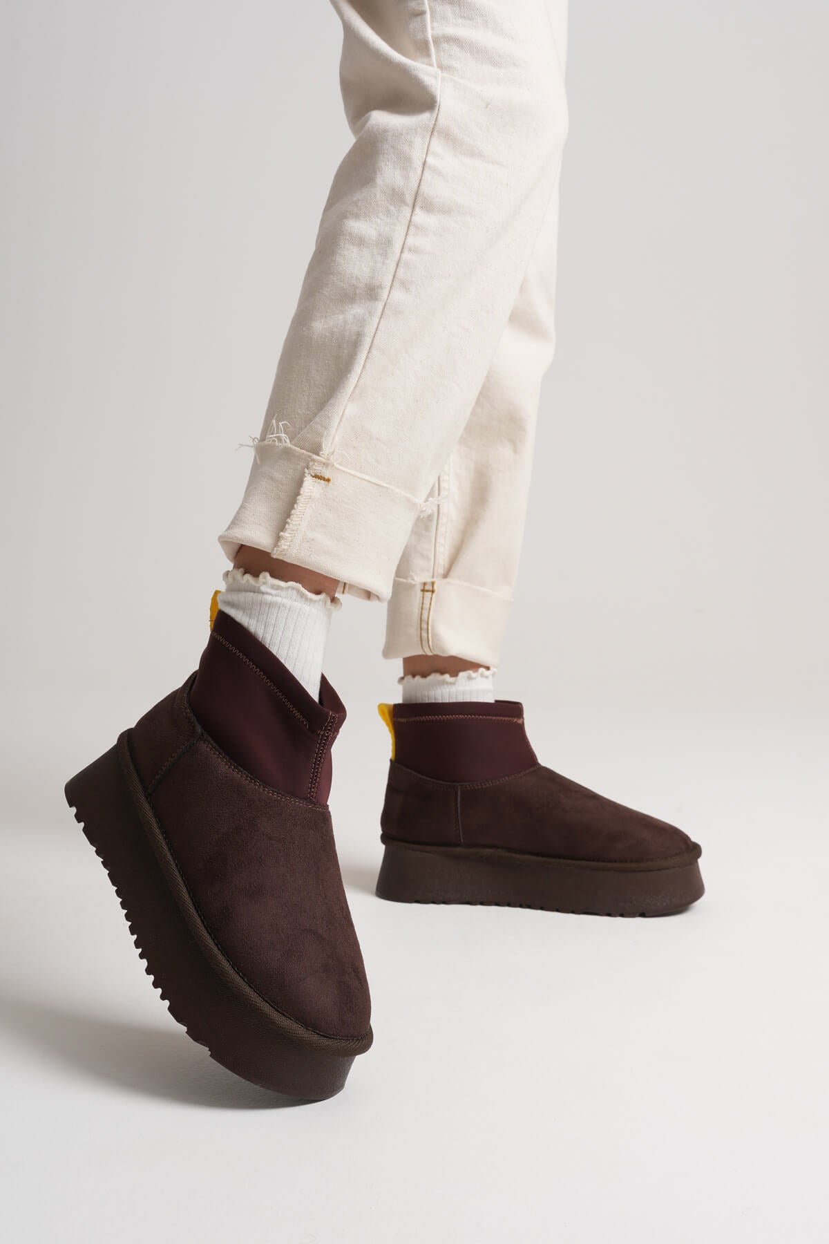 Nadia Premium Women's Bitter Coffee Winter Fur Lined Thick Sole Boots