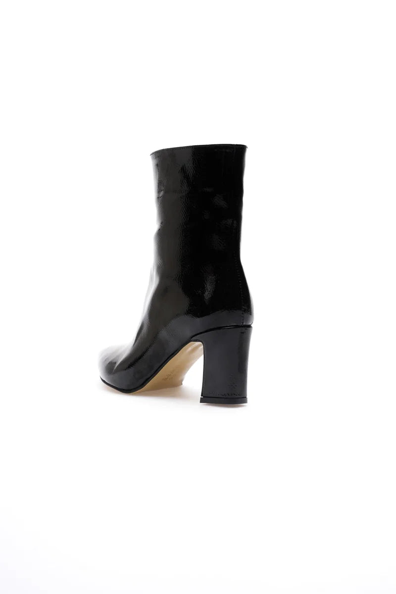 ZRCB2 Premium Siyah Rugan Kalın Topuklu Fermuarlı Kışlık Bot (7cm)