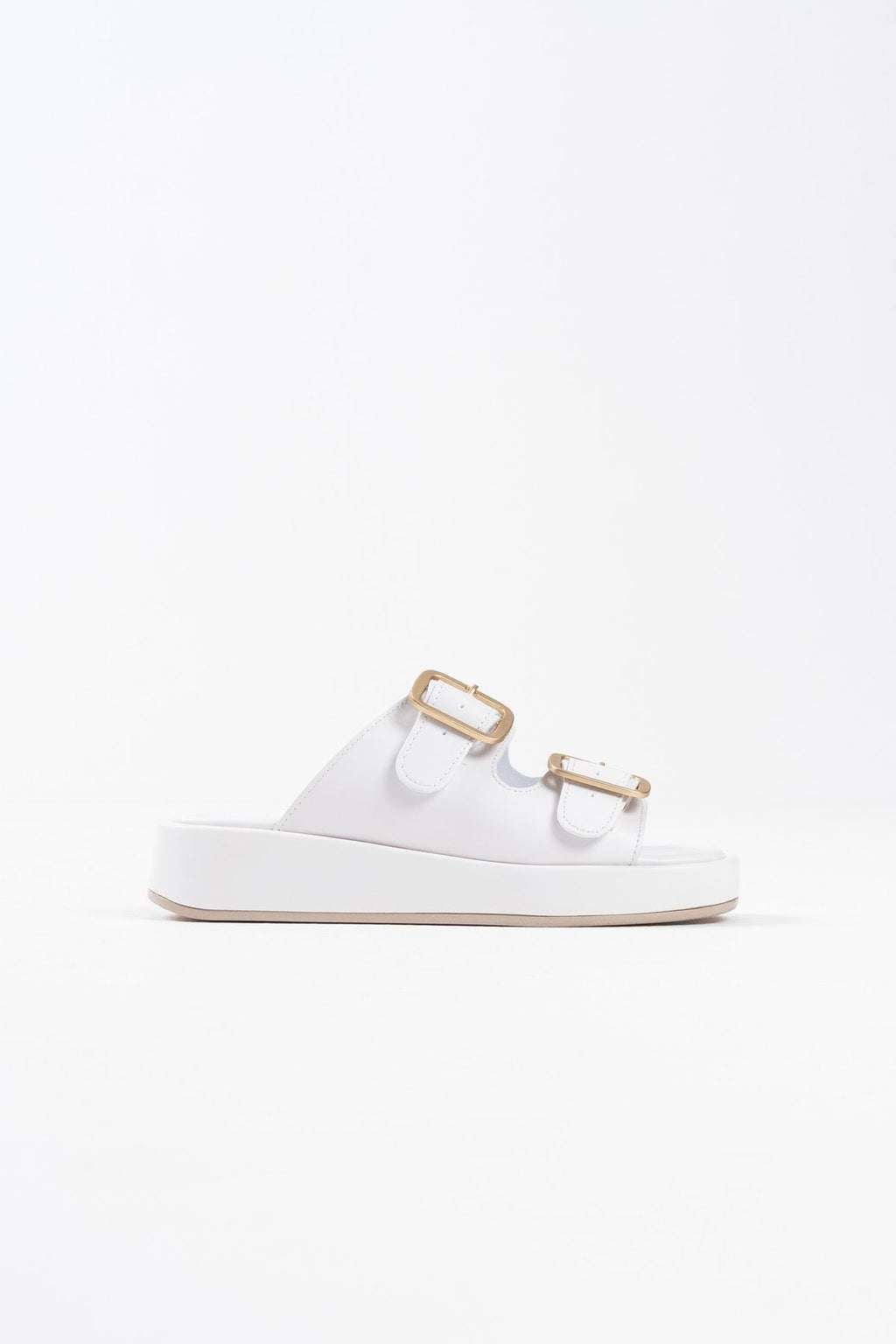 Nare Premium White Buckled Slippers