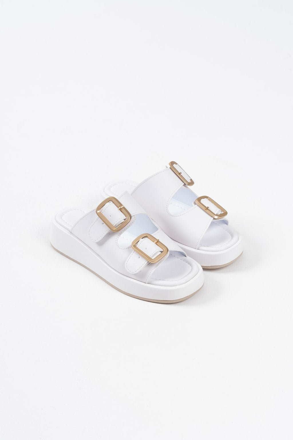 Nare Premium White Buckled Slippers