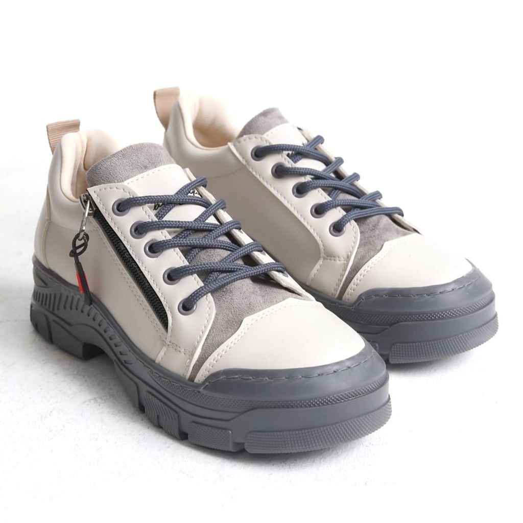 Naritha Fermuarlı & Bağcıklı Ortopedik Kadın Krem Sneaker