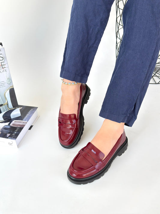 Narli Premium Bordo Rugan Oxford Babet Ayakkabı