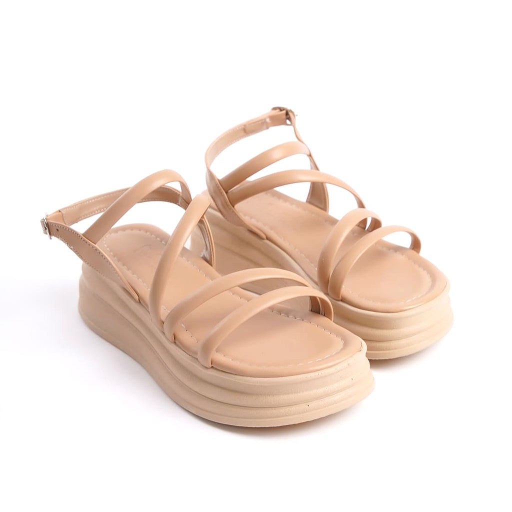NATALE Thin Buckled Ribbon Detailed Orthopedic Women's Sandals - Skin