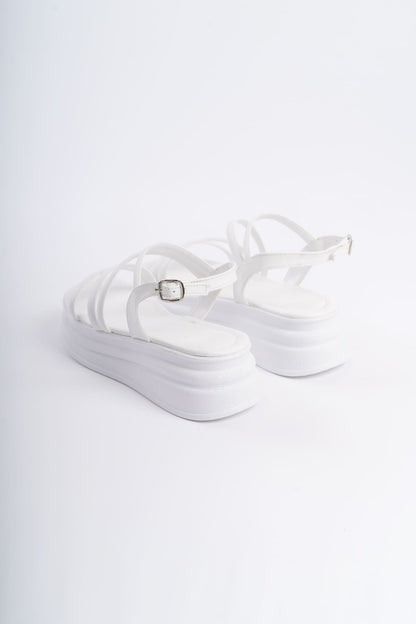 NATALE Thin Buckled Strip Detailed Orthopedic Women's Sandals - White