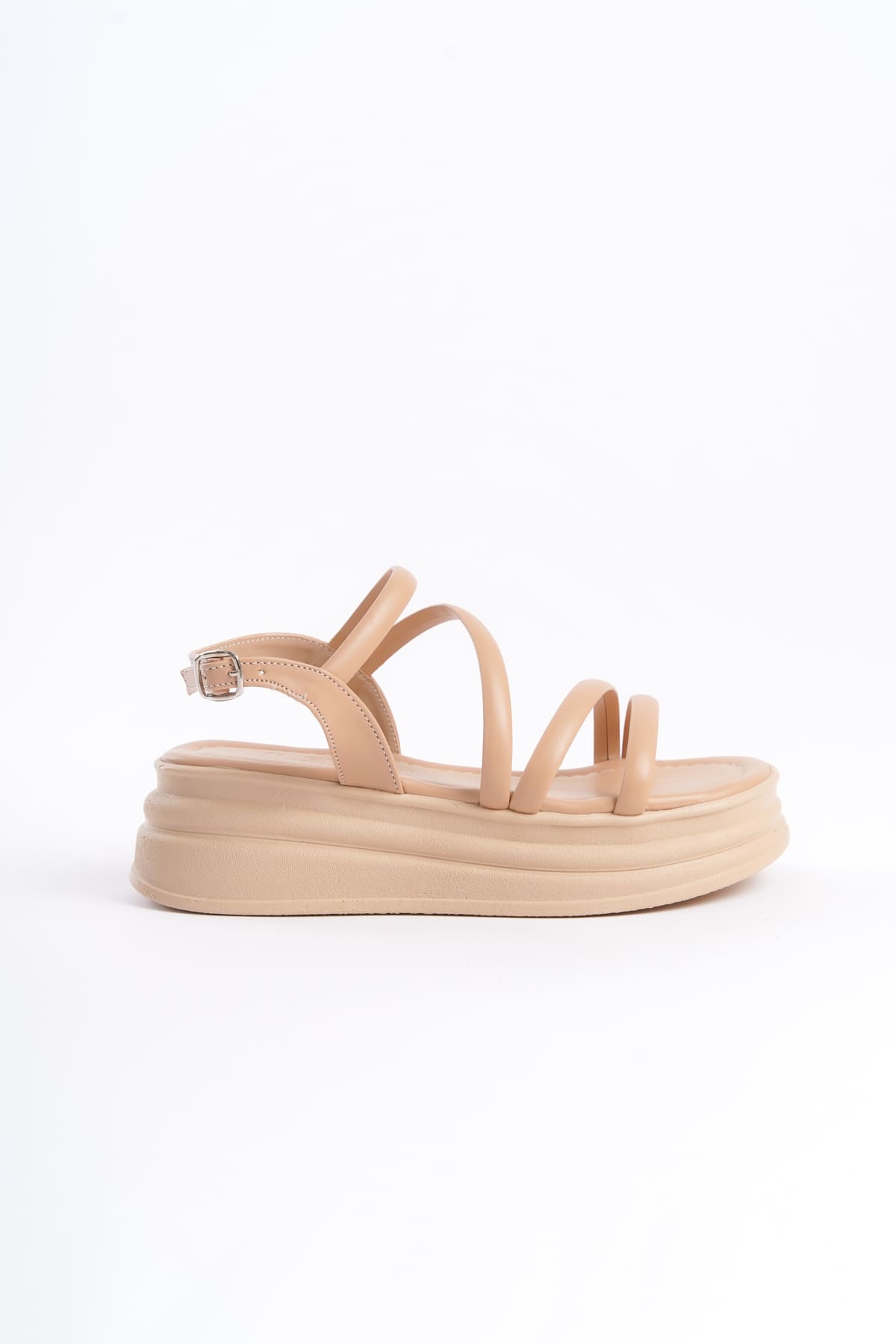 NATALE Thin Buckled Ribbon Detailed Orthopedic Women's Sandals - Skin