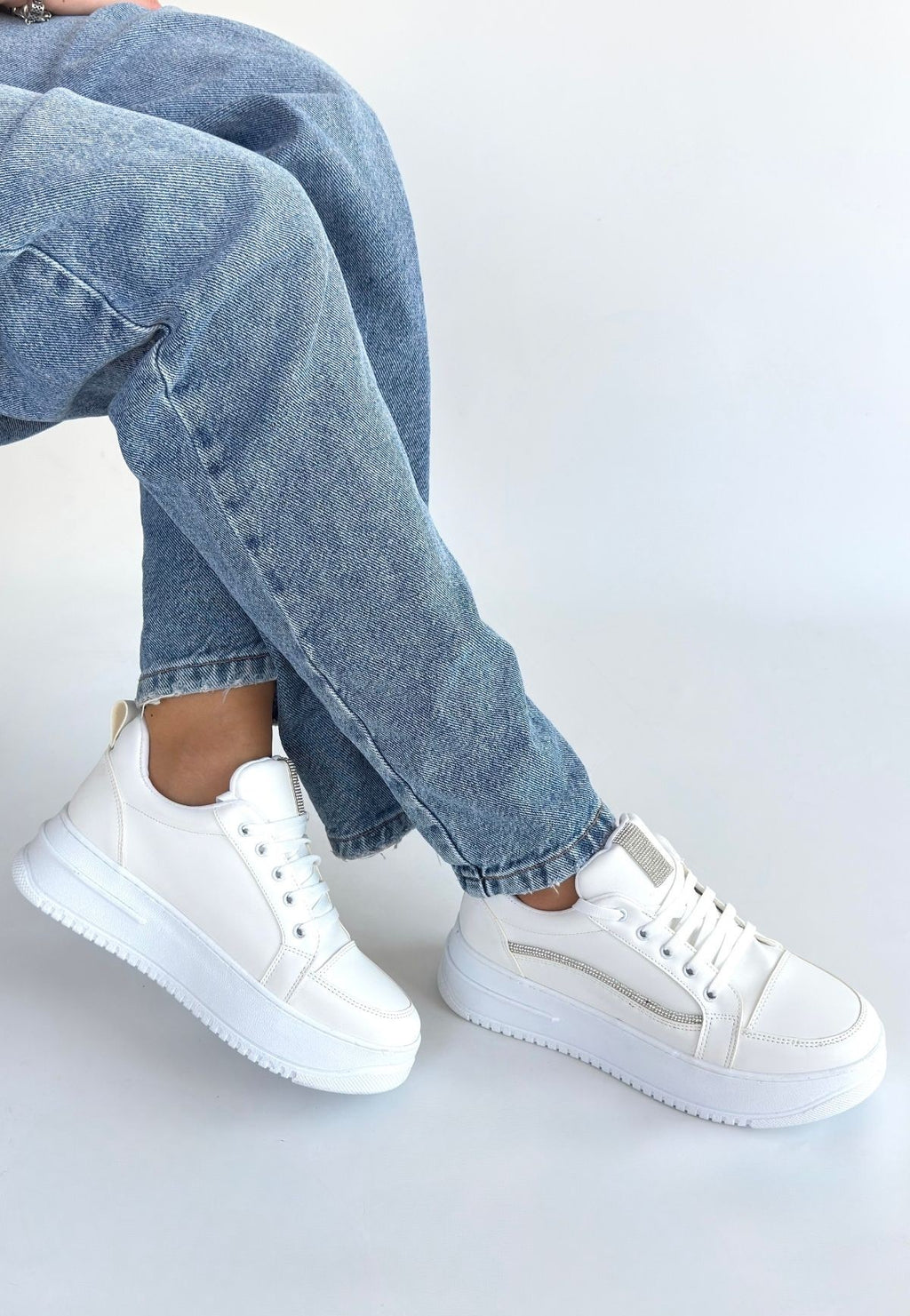 Natte Premium Beyaz Bağcıklı Spor Ayakkabı