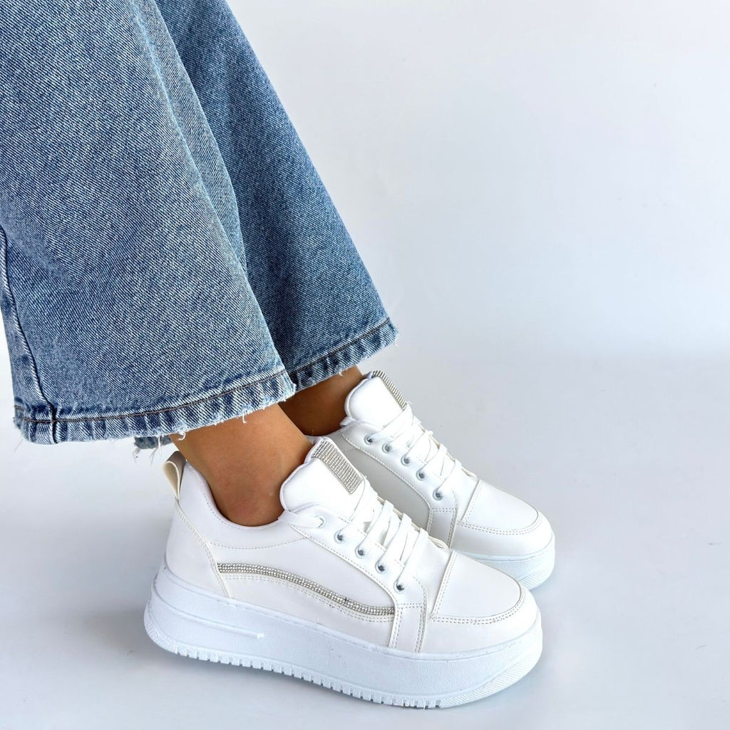 Natte Premium Beyaz Bağcıklı Spor Ayakkabı