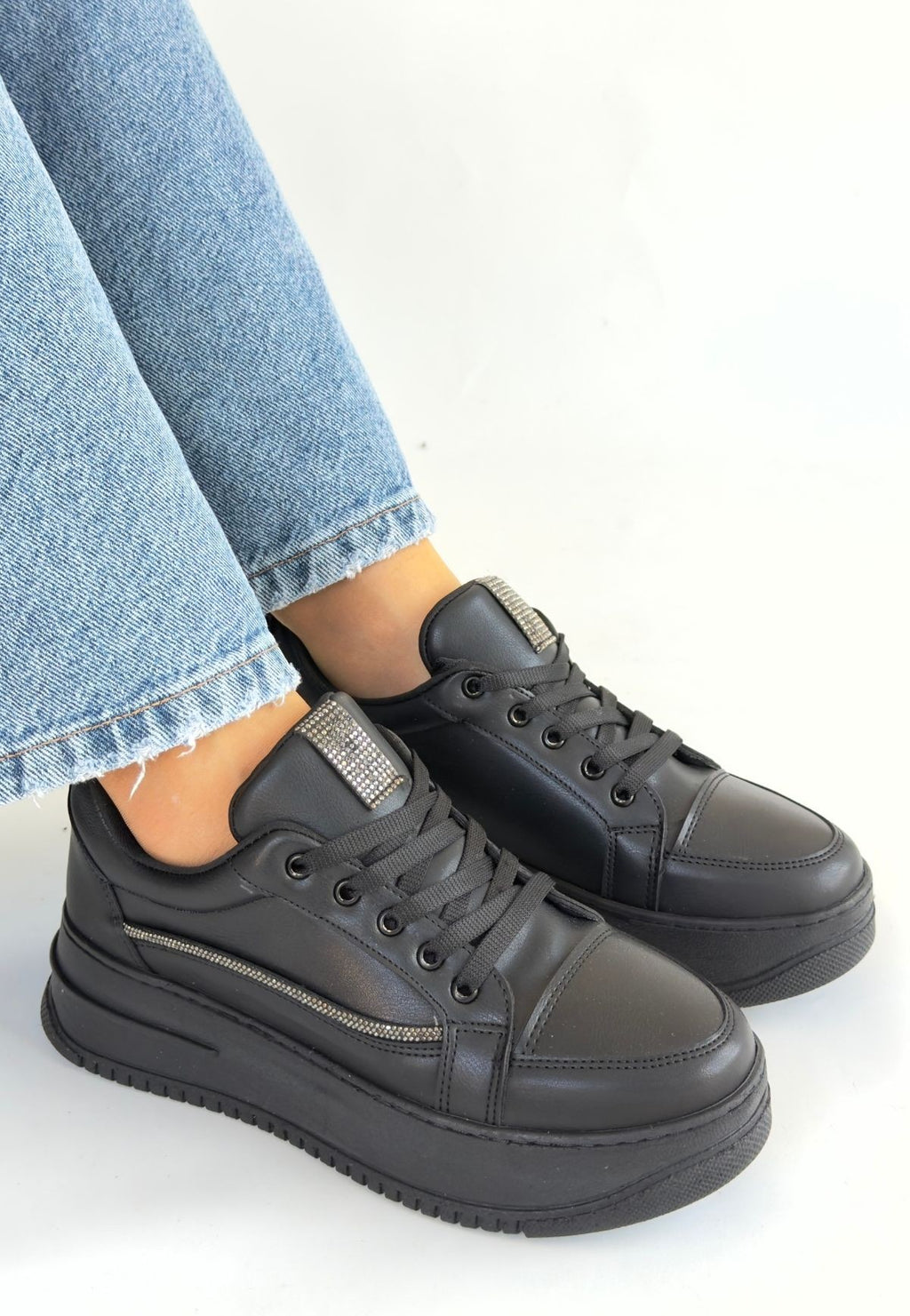 Natte Premium Siyah Bağcıklı Spor Ayakkabı