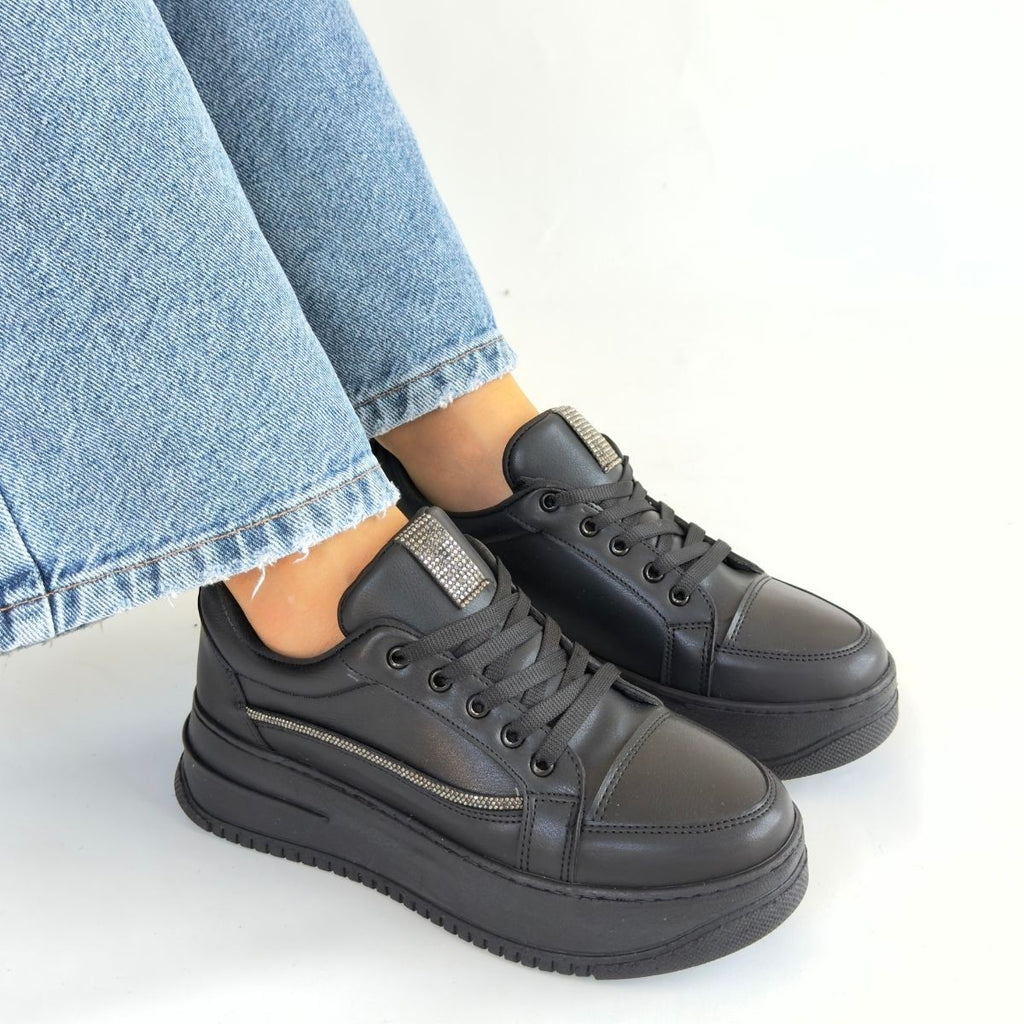 Natte Premium Siyah Bağcıklı Spor Ayakkabı