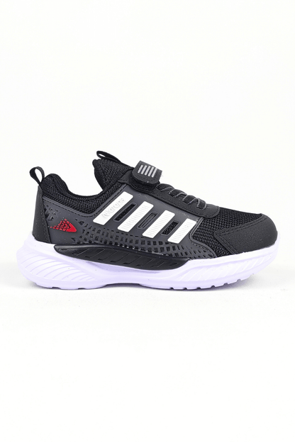 ND023 Siyah Beyaz Cırt Cırtlı Erkek Çocuk Spor Ayakkabı