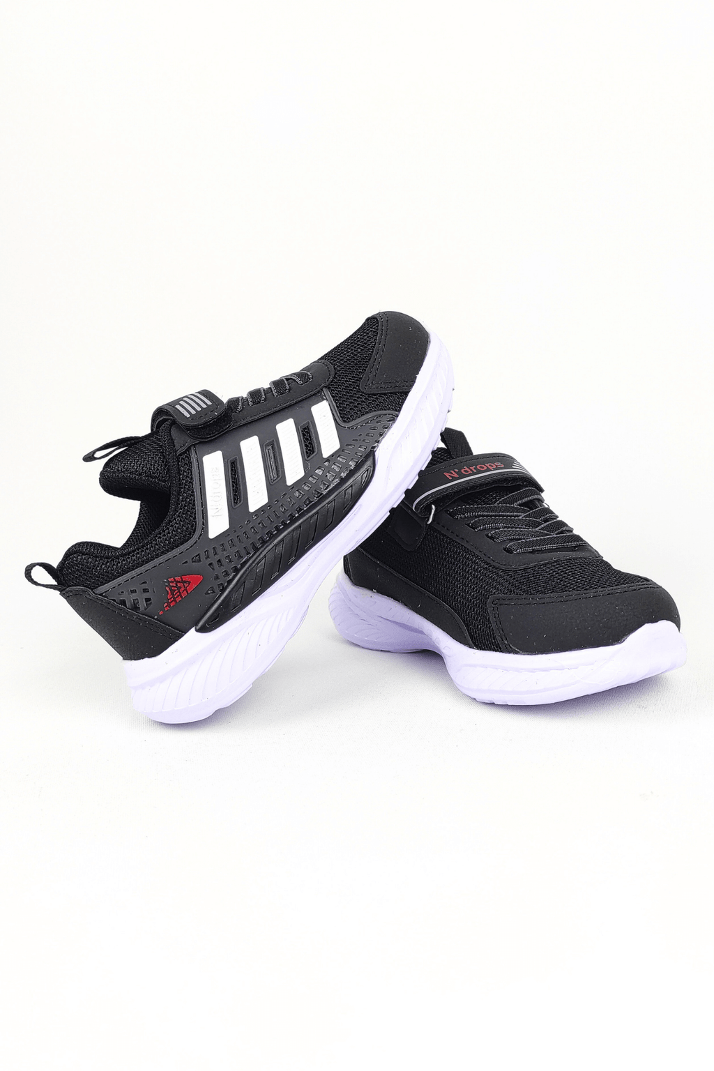 ND023 Black and White Velcro Boys' Sports Shoes