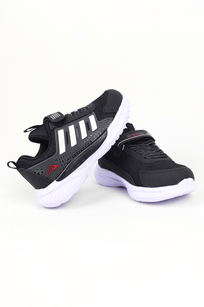 ND023 Siyah Beyaz Cırt Cırtlı Erkek Çocuk Spor Ayakkabı