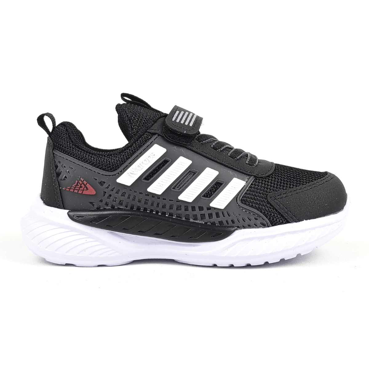 ND023 Siyah Beyaz Cırt Cırtlı Erkek Çocuk Spor Ayakkabı