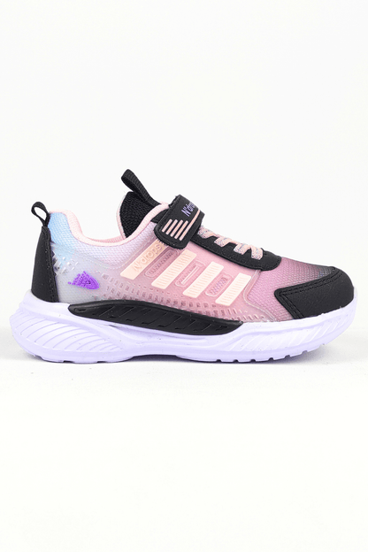 ND023 Siyah Pembe Cırt Cırtlı Kız Çocuk Spor Ayakkabı