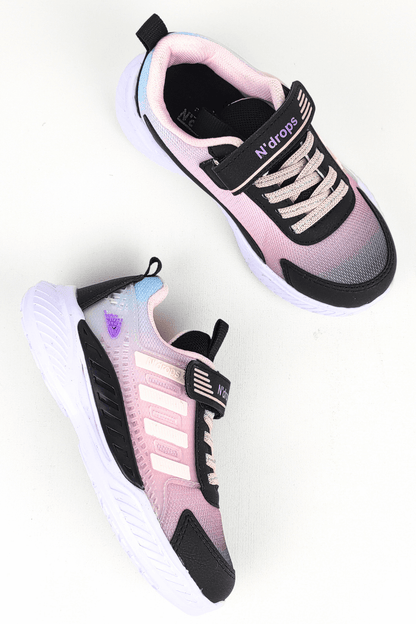 ND023 Siyah Pembe Cırt Cırtlı Kız Çocuk Spor Ayakkabı