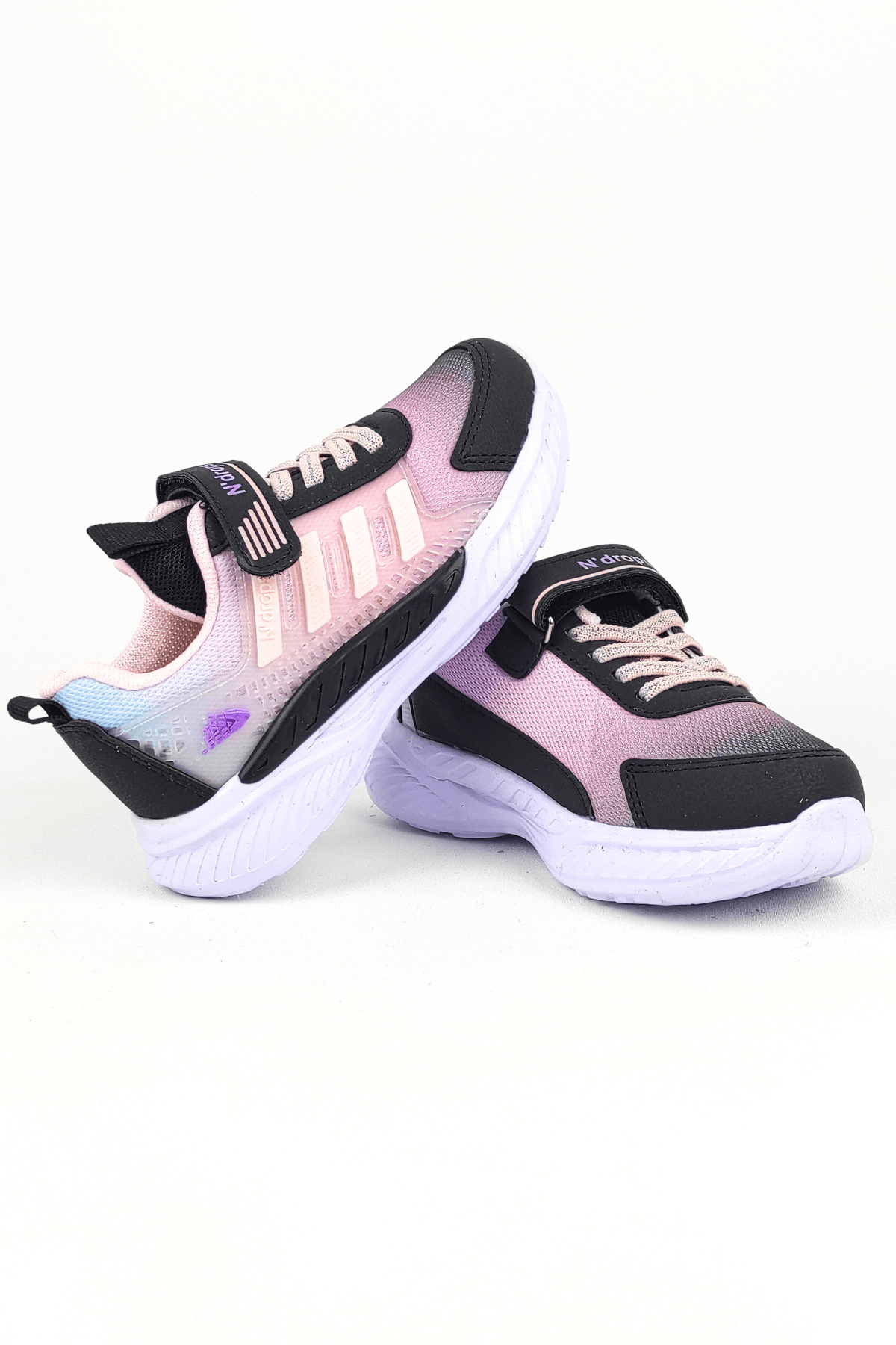 ND023 Siyah Pembe Cırt Cırtlı Kız Çocuk Spor Ayakkabı