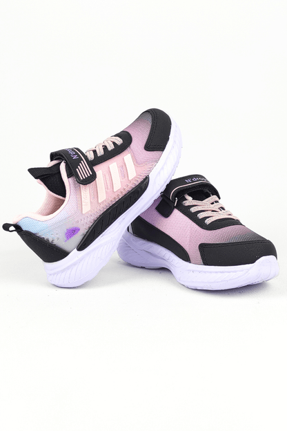 ND023 Siyah Pembe Cırt Cırtlı Kız Çocuk Spor Ayakkabı